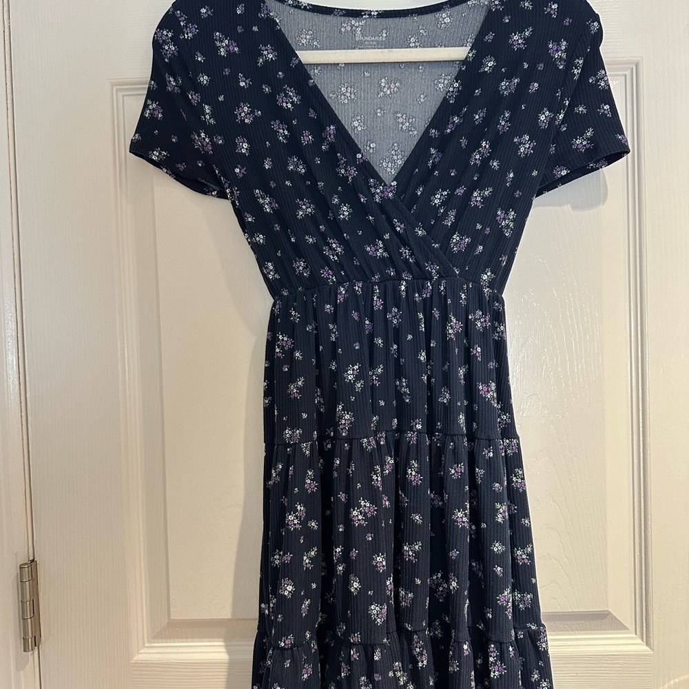 New Mini  Navy Floral Mini Dress With Tags never worn